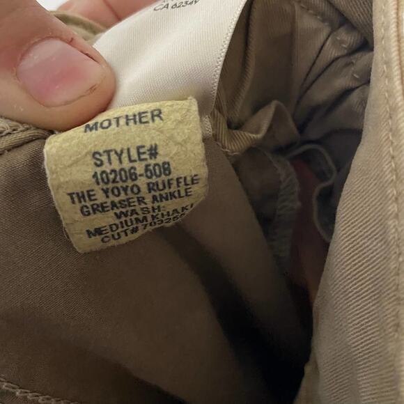 Mother The Yoyo Ruffle Greaser Ankle Tan Khaki Pants Paper Bag Waist Size 34 - Picture 14 of 16